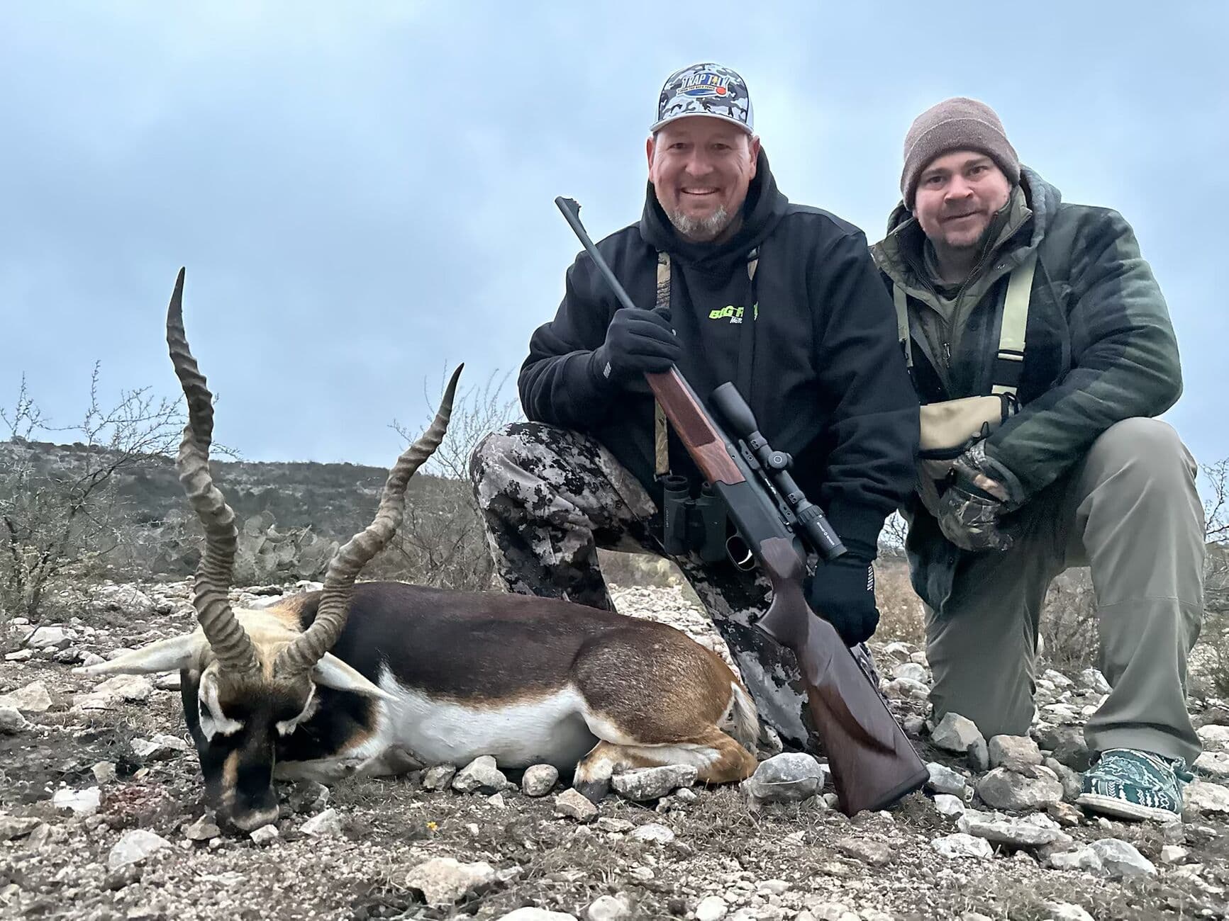 A hunter with a blackbuck trophy